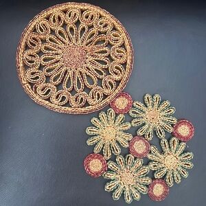 Vintage Woven Floral Trivets